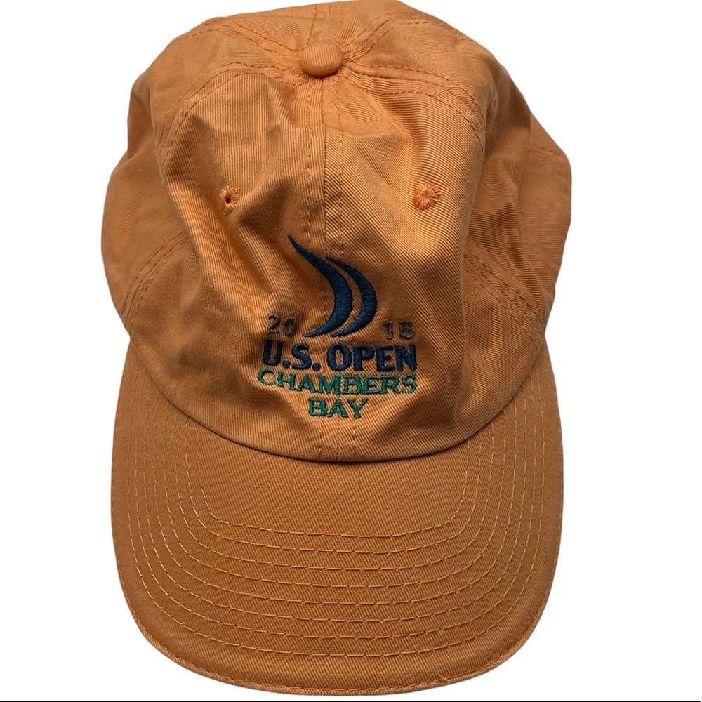 2015 US Open Golf Chambers Bay Orange StrapBack Baseball Cap Hat PGA USGA Member